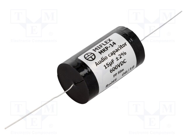 Capacitor: polypropylene; 15uF; 600VDC; ±2%; Ø36.1x62mm; -25÷85°C