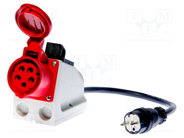 Adapter for three phase sockets; 16A; EU plug; 265V; IP40