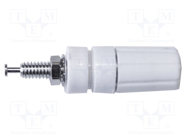 Socket; 4mm banana; 15A; 2.5kV; white; nickel plated; panel