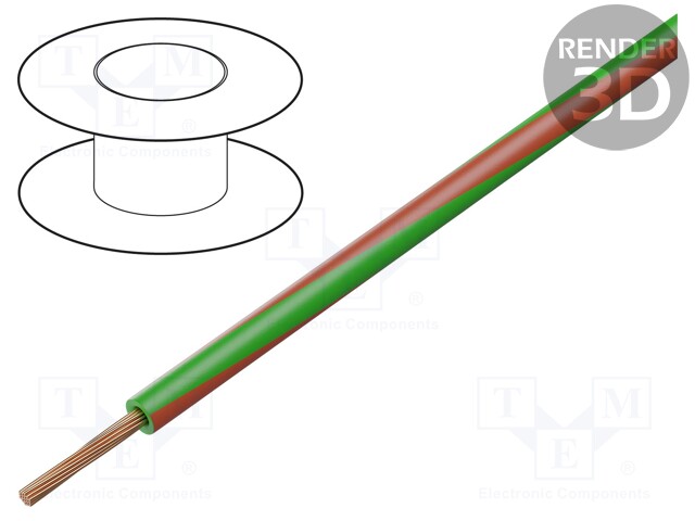 Wire; LgY; stranded; Cu; 2.5mm2; green-red; PVC; 300/500V; 50m