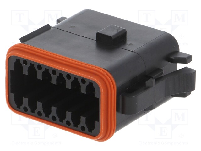 Connector: wire-wire; AT; plug; female; PIN: 12; IP67; Locking: latch