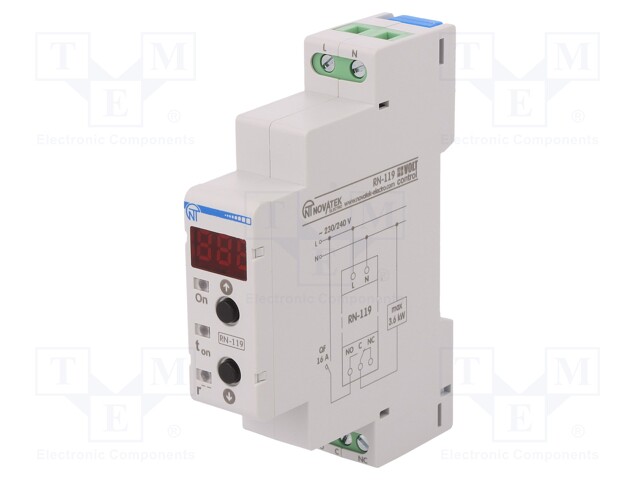 Module: voltage monitoring relay; 230VAC; DIN; SPDT; 5÷900s