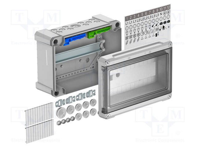 Enclosure: junction box; X: 286mm; Y: 202mm; Z: 125mm; polycarbonate