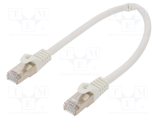 Patch cord; S/FTP; 6a; solid; Cu; LSZH; white; 0.25m; 27AWG