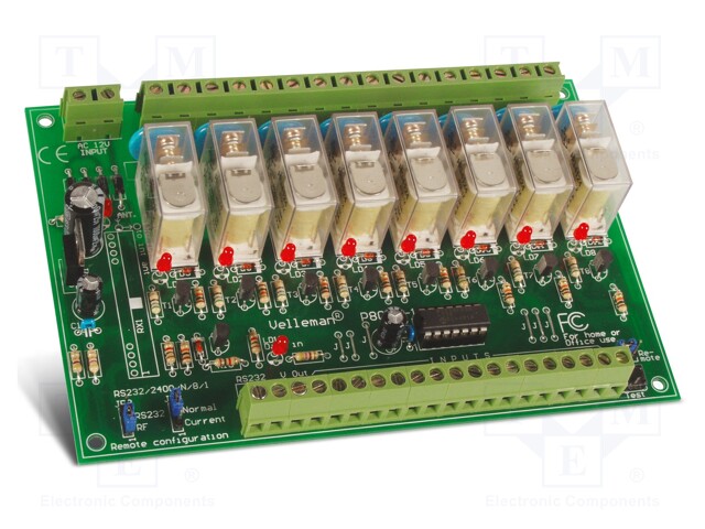 Relay card; Ch: 8; 12VAC; 160x107x30mm