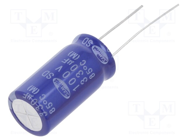 Capacitor: electrolytic; THT; 330uF; 100VDC; Ø12.5x25mm; ±20%