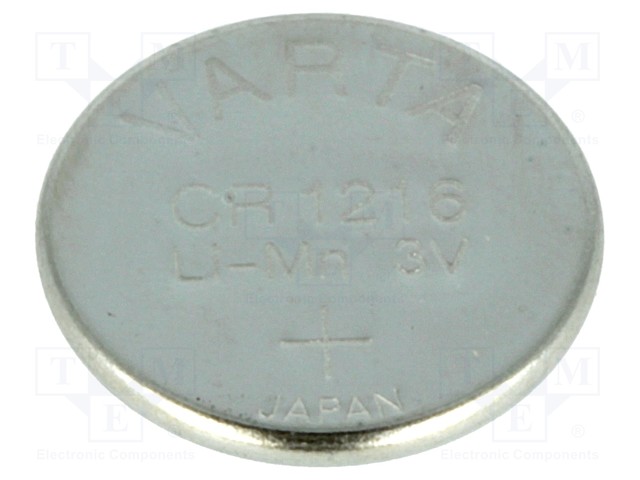 Battery: lithium; 3V; CR1216,coin; Ø12x1.6mm; 25mAh