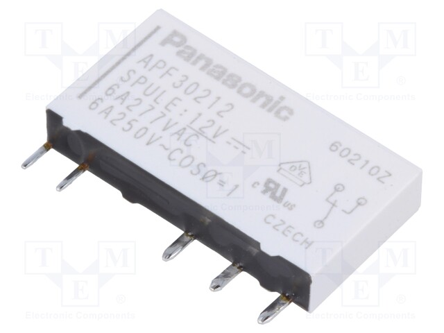 Relay: electromagnetic; SPDT; Ucoil: 12VDC; 6A/250VAC; max.250VAC