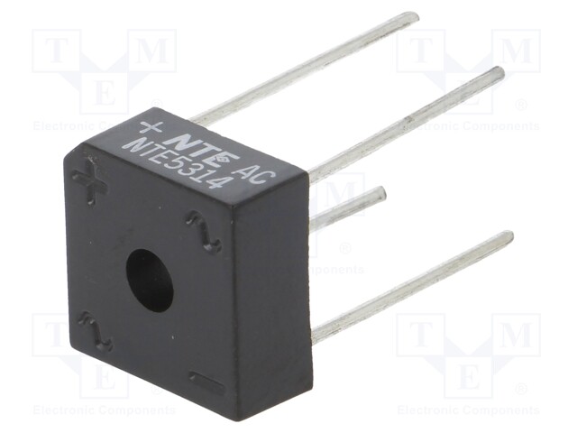 Single-phase bridge rectifier; Urmax: 400V; If: 8A; Ifsm: 200A; THT