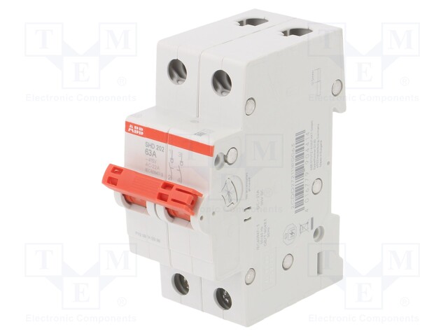 Switch-disconnector; Poles: 2; DIN; 63A; 415VAC; SHD200; IP20,IP40