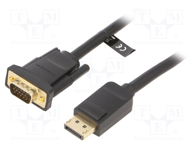 Cable; D-Sub 15pin HD plug,DisplayPort plug; 1.5m; black; 30AWG