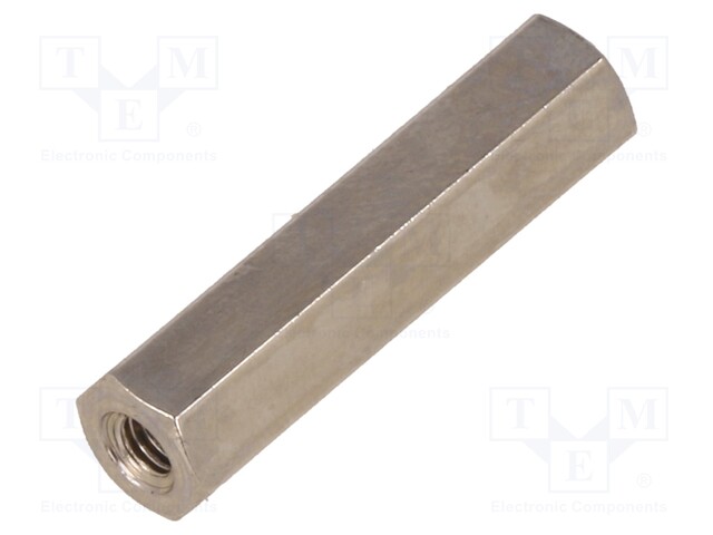 Screwed spacer sleeve; Int.thread: M3; 25mm; hexagonal; brass