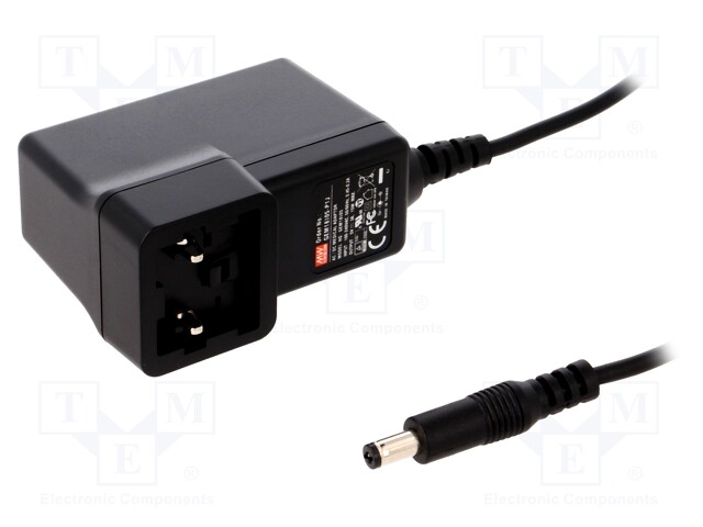 Power supply: switched-mode; 5VDC; 3A; Out: 5,5/2,1; 15W; 80÷264VAC