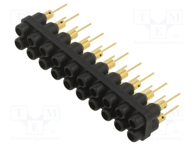 Socket strip; Connector: 2mm banana; black; 60VDC; 10A; 30VAC; 6mm