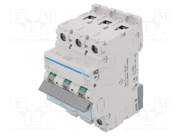 Circuit breaker; 230/400VAC; Inom: 10A; Poles: 3; DIN; Charact: C