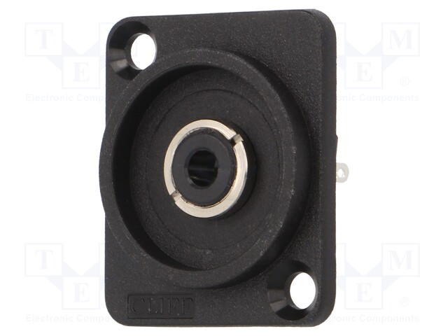 Socket; Jack 6,35mm; female; stereo; with on/off switch; black