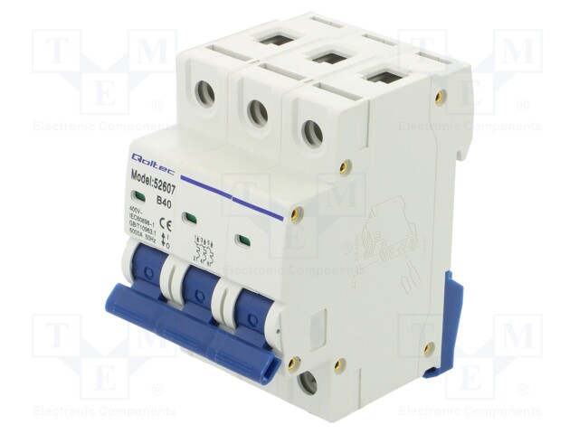 Circuit breaker; 40A; Poles: 3; for DIN rail mounting; Charact: B