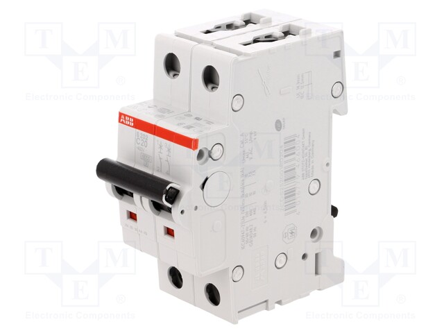 Circuit breaker; 400VAC; Inom: 20A; Poles: 2; DIN; Charact: C; 6kA