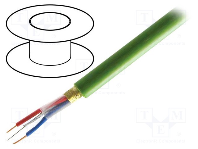 Wire; 1x2x0.8mm2; EiB/KNX; solid; Cu; LSZH; dark green; 500m; 300V
