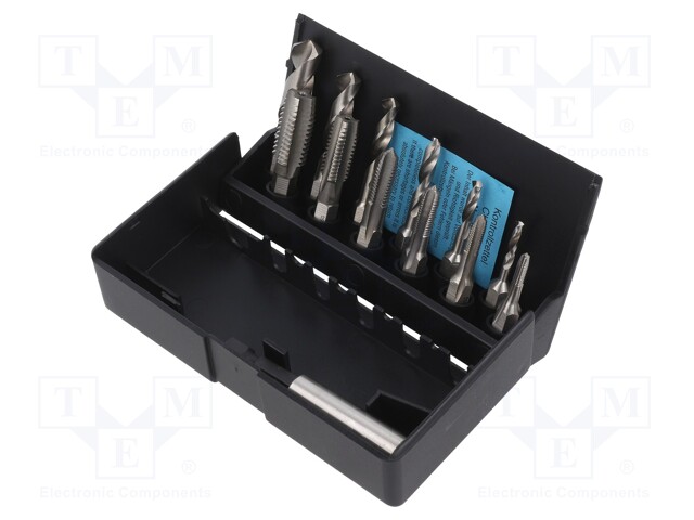 Kit: taps; Pcs: 13; Kind of holder: 1/4" (6,3mm); plastic box