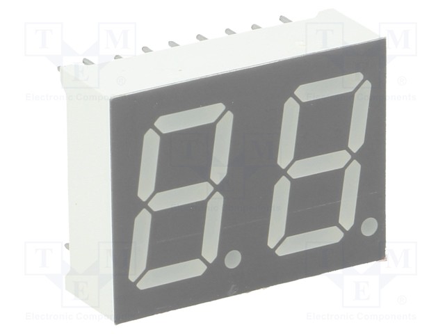 Display: LED; 7-segment; 14.2mm; 0.56"; No.char: 2; red; 40÷80mcd