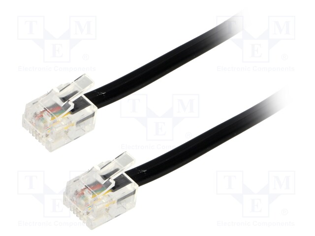 Cable: telephone; RJ11 plug,both sides; 3m; black