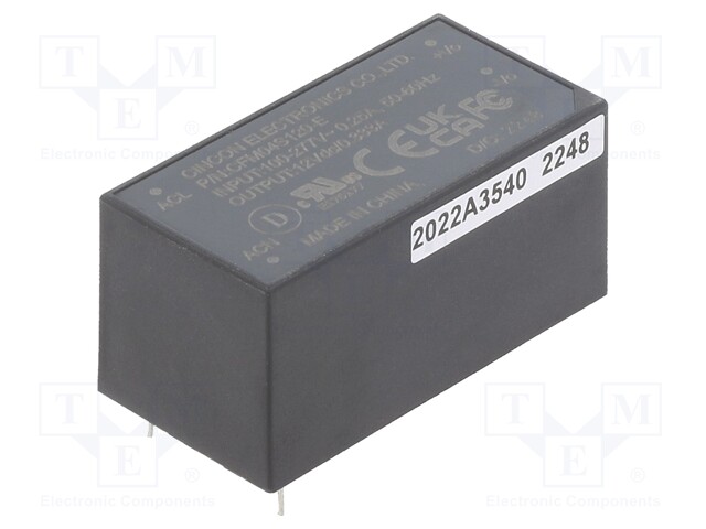 Converter: AC/DC; 4W; 85÷305VAC; 120÷431VDC; Iout: 333mA; 81%; PCB