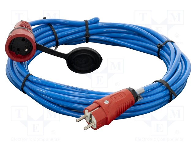 Extension lead; Sockets: 1; PUR; blue; 3x1,5mm2; 10m; 16A