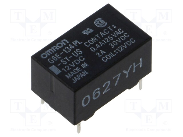 Relay: electromagnetic; SPDT; Ucoil: 12VDC; Icontacts max: 3A; PCB