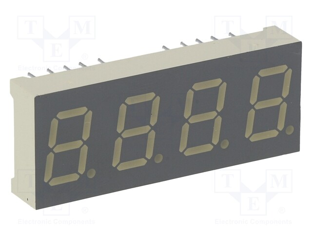 Display: LED; 7-segment; 10mm; 0.4"; No.char: 4; red; 8÷18mcd; anode