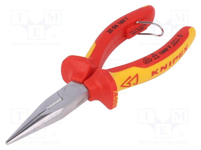 Pliers; insulated,cutting,half-rounded nose; 160mm