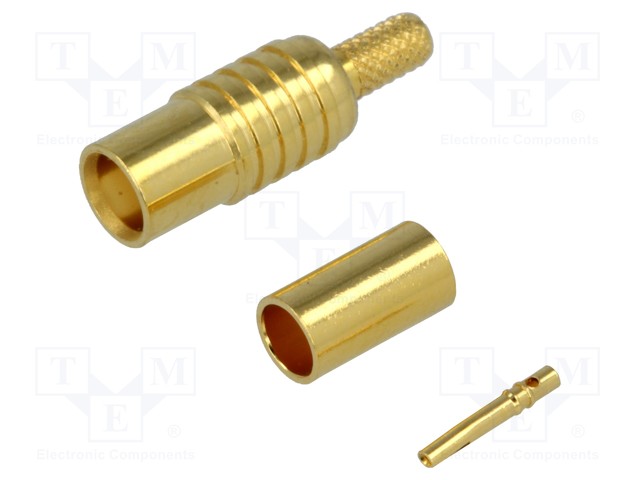 Plug; MCX; female; straight; 50Ω; crimped; for cable; teflon