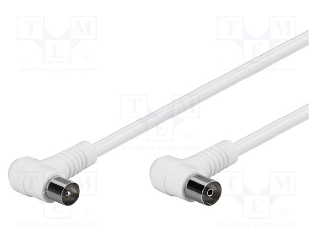 Cable; 75Ω; 10m; shielded, twofold; white
