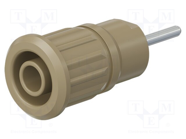 Socket; 4mm banana; 24A; 1kV; L: 35.5mm; brown; nickel plated