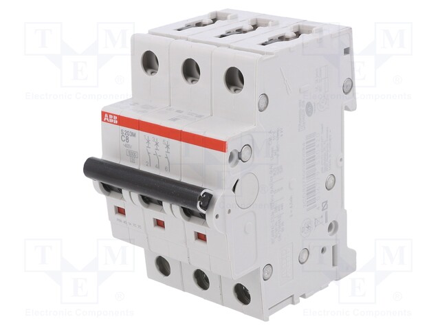 Circuit breaker; 400VAC; Inom: 8A; Poles: 3; DIN; Charact: C; 10kA