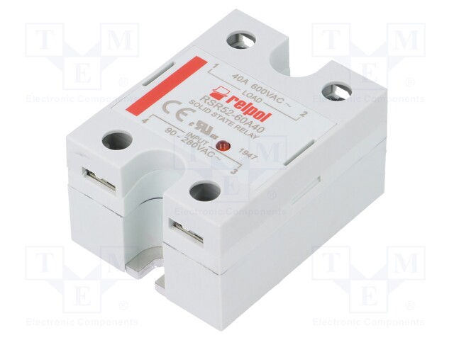 Relay: solid state; Ucntrl: 90÷280VAC; 40A; 48÷660VAC; -30÷80°C