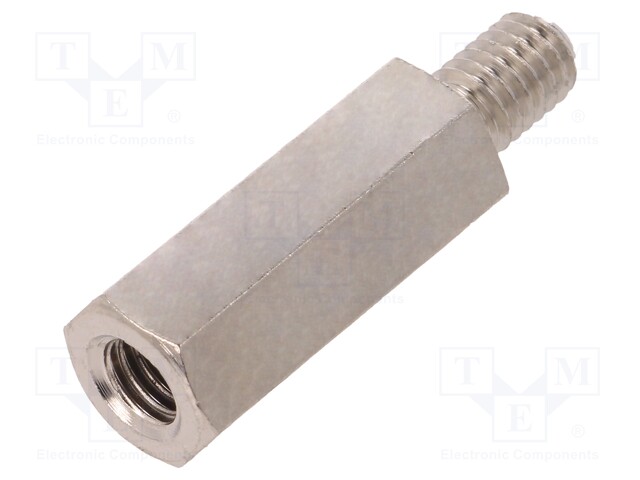 Screwed spacer sleeve; Int.thread: M6; 25mm; Ext.thread: M6; brass