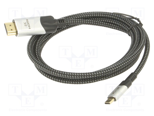 Adapter; HDMI plug,USB C plug; textile; 1.8m