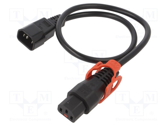 Cable; IEC C13 female,IEC C14 male; 0.5m; black; 10A; 250V; IP20
