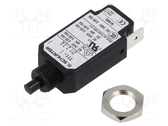 Circuit breaker; Urated: 240VAC; 48VDC; 2.3A; SPST; Poles: 1; screw