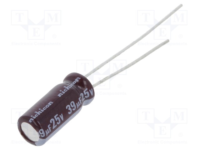 Capacitor: electrolytic; low impedance; THT; 39uF; 25VDC; Ø5x11mm