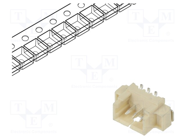 Socket; wire-board; male; 1.25mm; PIN: 3; SMT; 250V; 1A; tinned