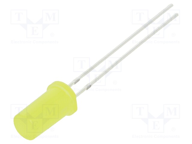 LED; 5mm; yellow; 220÷330mcd; 180°; Front: flat; Pitch: 2.54mm