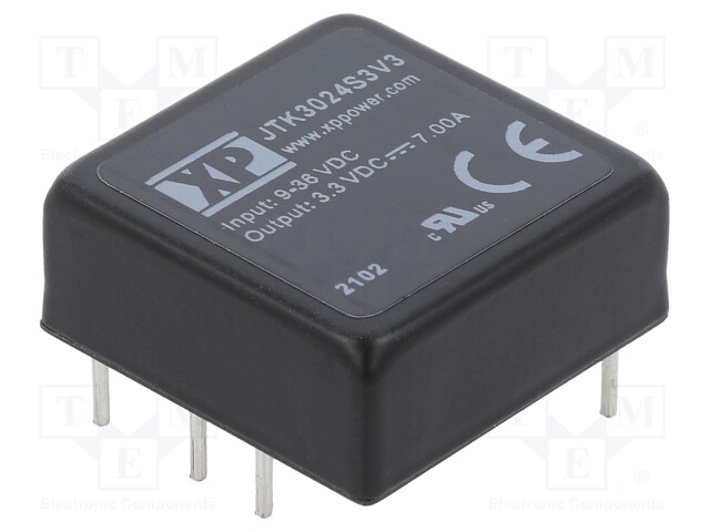 Isolated Board Mount DC/DC Converter, ITE, 1 Output, 30 W, 3.3 V, 7 A