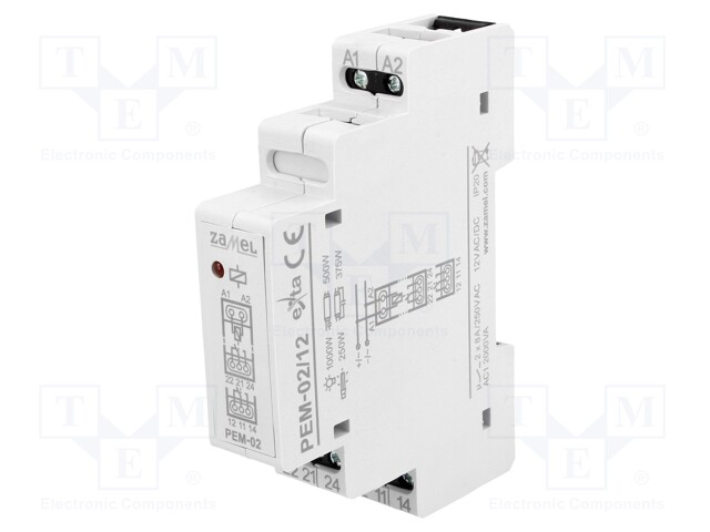 Relay: installation; monostable; DPDT; Ucoil: 12VAC; Ucoil: 12VDC