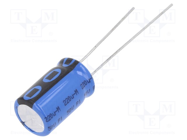 Electrolytic Capacitor, 220 µF, 50 V, 146 RTI Series, ± 20%, Radial Leaded, 2500 hours @ 125°C