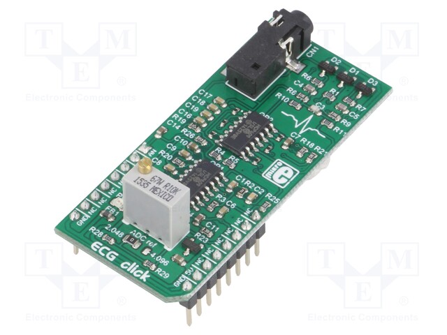 Click board; ECG; analog; MAX6106,MCP609; mikroBUS connector