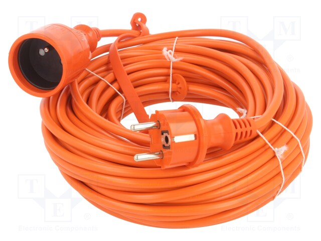 Extension lead; Sockets: 1; PVC; orange; 3x1mm2; 20m; 10A; STANDARD