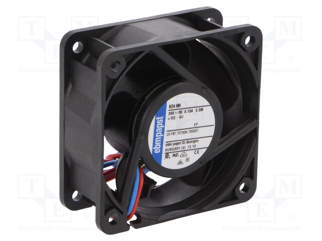 Fan: DC; axial; 60x60x25mm; 56m3/h; 43dBA; ball bearing; 8200rpm