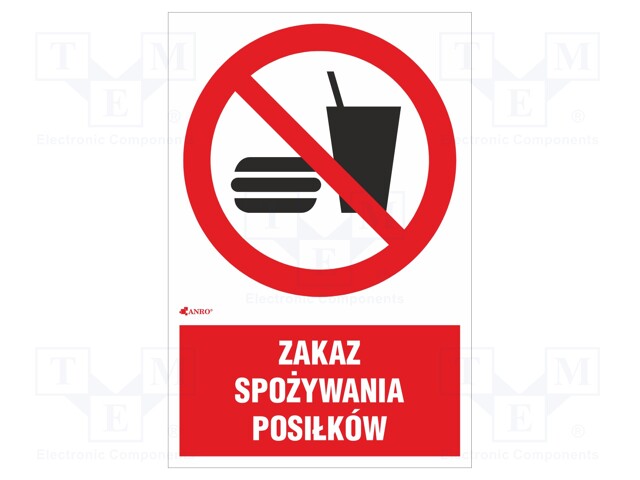 Safety sign; prohibitory; Mat: PVC; W: 200mm; H: 300mm